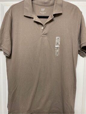GAP Men's Short-Sleeve Polo in Taupe Brown